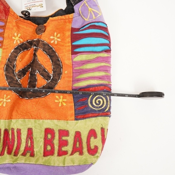 Shoreline Virginia Beach Orange With Peace Signs‎ Large Tote Bag - Picture 15 of 16